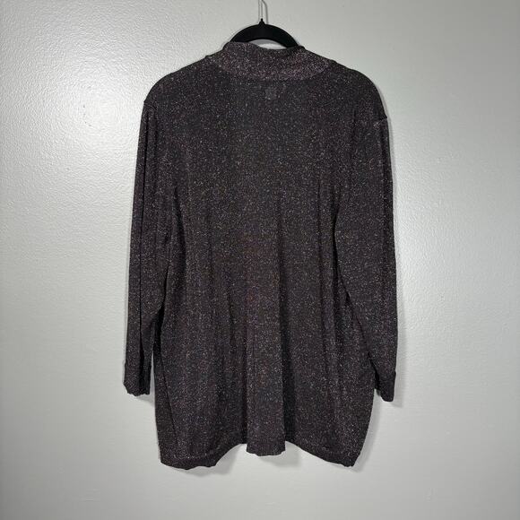 Avenue Black Glitter Glam Open Front Cardigan Sweater - 22/24 - Womens Plus Size - Picture 6 of 6